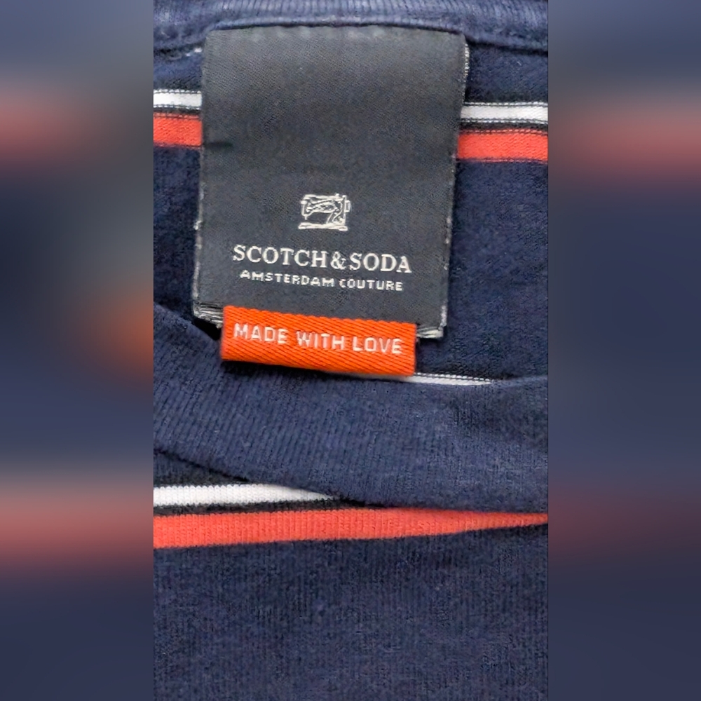 Scotch And Soda Navy Striped Shirt, Medium - Picture 5 of 8